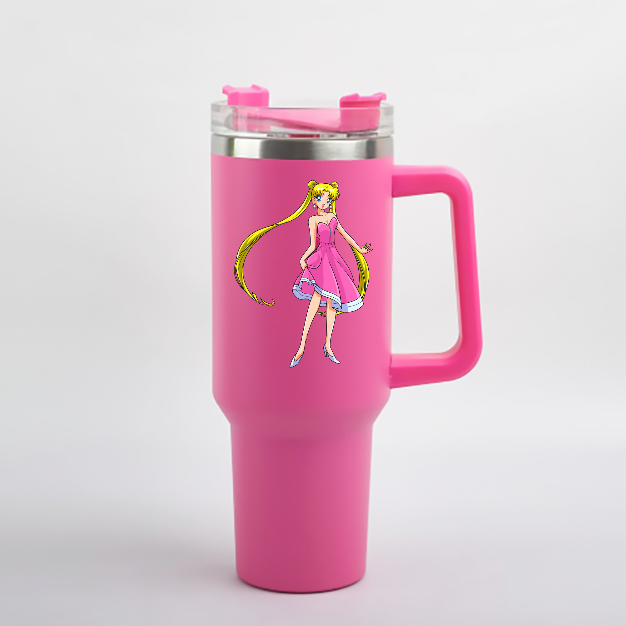 （画像用） 美少女戦士セーラームーン 愛野 美奈子 あいの みなこ Sailor Moon Aino Minako 1200mL車用タンブラー - クリスタルステッカー（プラスチックストロー付き）